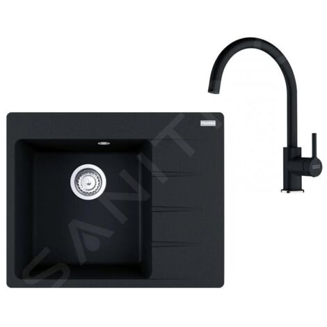 Franke - Set de cuisine G270O, évier en fragranit CNG 611-62 TL/2 + robinet FC 6018.071, onyx 114.0700.771 (1/4)
