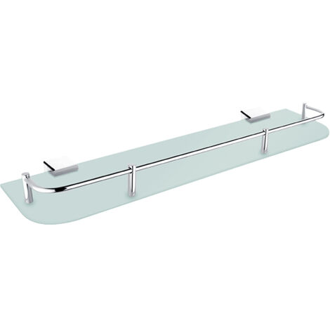 Tablette Verre Satiné, L. 50 Cm, Avec Rail, Avec Fixation Chrome, Kibo Nimco (1/2)