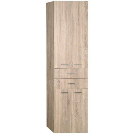 Aqualine Keramia Fresh - Armoire haute ZOJA avec tiroirs, 500x1840x290 mm, chêne platine 51296 (1/5)
