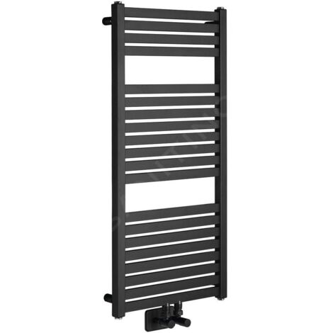 Aqualine Chauffage - Elément chauffant Tondi 450x970 mm, raccordement central, noir mat DT456T (1/5)