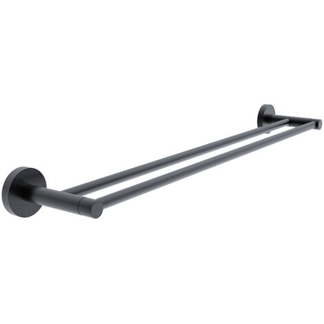 Nimco Porte-serviettes 2 Barres Fixes, L. 65.5 Cm, noir mat, Unix noir mat UNC 13061D-90 (1/2)