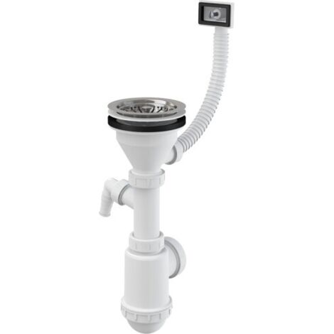 Alca Siphons - Siphon d'évier, avec raccordement, avec trop-plein flexi, plastique A447P-DN50/40 (1/3)
