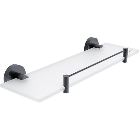 Nimco Tablette en verre avec barrière L. 40 Cm Verre Satiné, noir mat, Unix noir mat UNC 13091BX-40-90 (1/3)