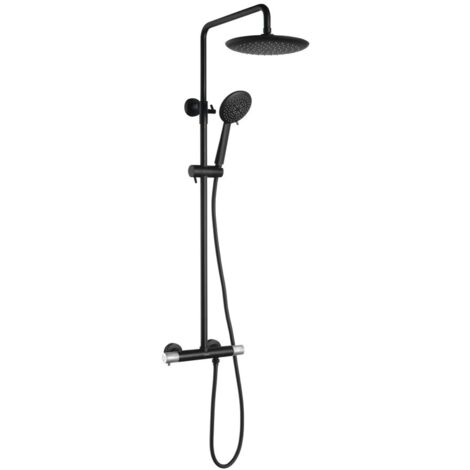 Sapho Solaris - Set de douche avec thermostat, 5 jets, noir mat/chrome WD139BC (1/5)