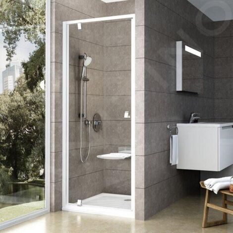 Ravak Pivot - Porte de douche, 76-81 cm, blanc/chrome/verre clair 03G40100Z1 (1/5)