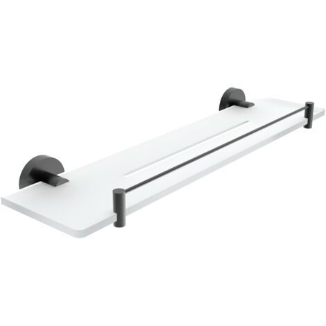 Nimco Tablette en plexi avec barrière L. 50 cm, noir mat, Unix noir mat UNC X450-X-90 (1/3)