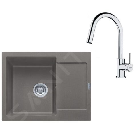 Franke - Set de cuisine G256ŠK, évier en fragranit MRG 611-62 + robinet FS 3229.031, gris pierre / chrome 114.0700.713 (1/4)
