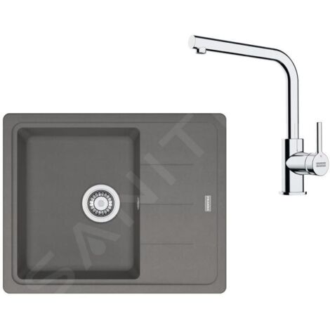 Franke - Set de cuisine G262ŠK, évier en fragranit BFG 611-62 + robinet FS 3230.031, gris pierre/chrome 114.0700.733 (1/4)