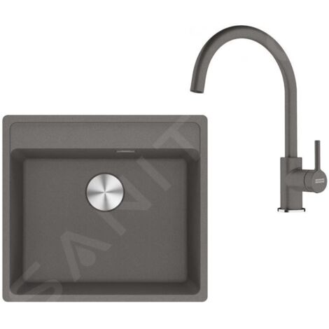 Franke - Set de cuisine G274ŠK, évier en fragranit MRG 610-52 + robinet FC 6018.084, gris pierre 114.0700.790 (1/4)