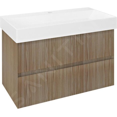 Sapho Filena - Meuble pour lavabo, 82x52x43 cm, 2 tiroirs, chêne FID1285D (1/5)