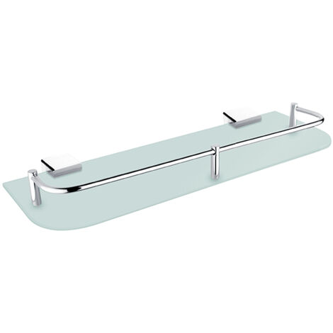 Tablette Verre Satiné, L. 40 Cm, Avec Rail, Avec Fixation Chrome, Kibo Nimco (1/3)