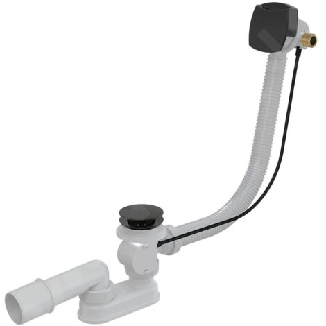 Alca - Kit vidange et trop-plein de baignoire avec remplissage, longueur 1200 mm, noir mat A564BLACK-120 (1/2)