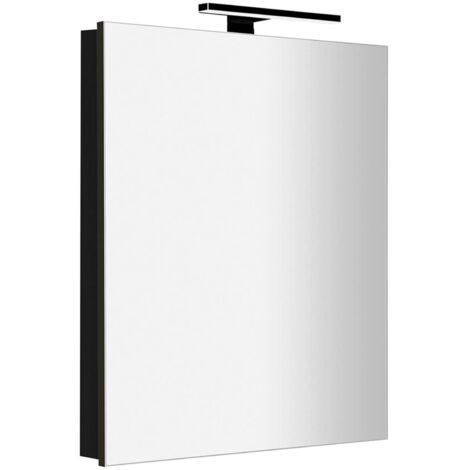 Sapho Greta - Armoire miroir avec éclairage LED 60x70x14 cm, 1 portes, charnières à droite, noir mat GR065-0035