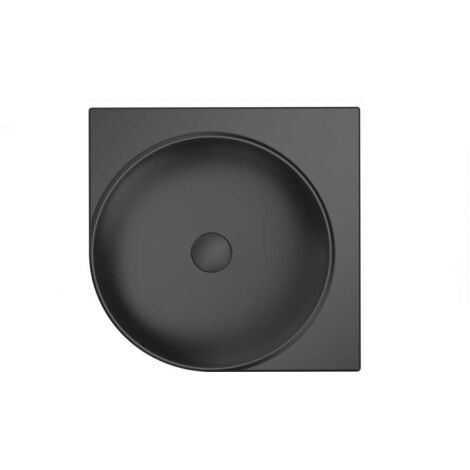 Ravak Yard - Lavabo d'angle 45x45 cm, sans trop-plein, sans trou pour robinet, noir mat XJX0D045000