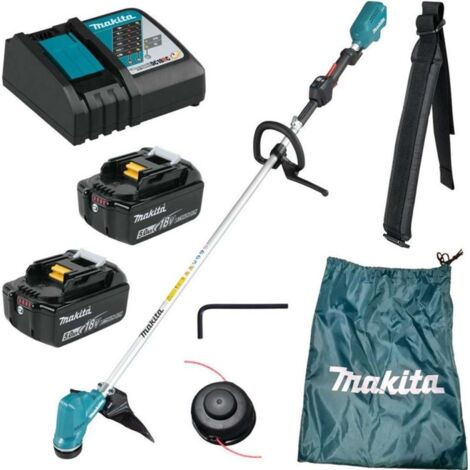 Makita Outillage motorisé de jardin - Débroussailleuse sans fil 18V, largeur de travail 30 cm, 2x batterie 5,0 Ah LXT, chargeur DUR190LRT3