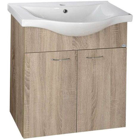 Aqualine Keramia Fresh - Meuble pour lavabo 61x74x34 cm, chêne platine 50065 (1/5)