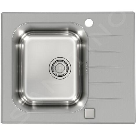 Alveus Altone - Évier 600x500 mm, avec commande de vidage, verre gris / inox 1130526 (1/2)