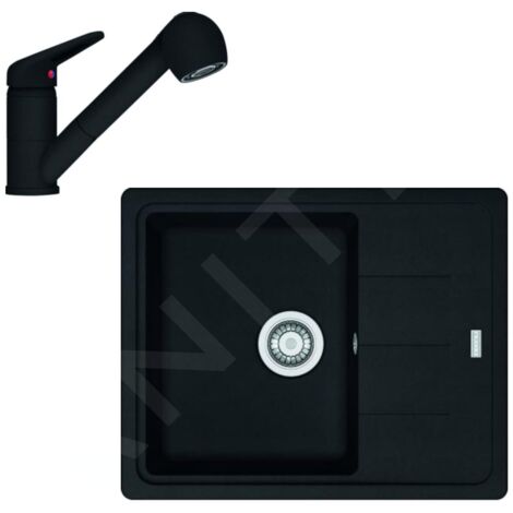 Franke - Ensemble de cuisine G55, évier en fragranit BFG 611-62 et mitigeur FC 9547.901, noir mat 114.0675.661 (1/5)
