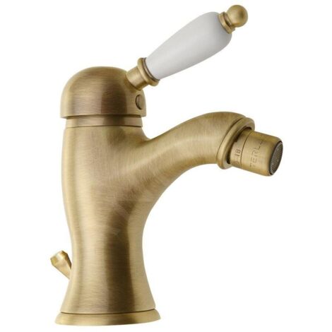 Sapho Kirké - Mitigeur de bidet avec garniture de vidage, levier blanc, bronze KI03BB (1/2)