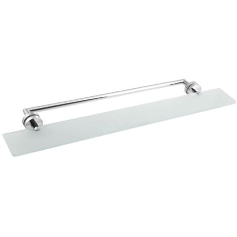 Sapho X-SQUARE - Étagère avec porte-serviettes, longueur 800 mm, verre au lait/chrome XR458 (1/5)