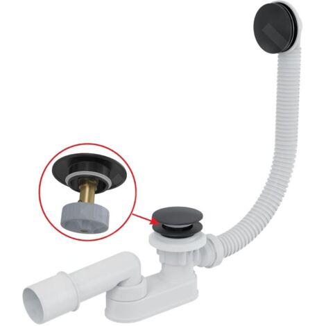 Alca - Kit vidange et trop-plein pour baignoire, longueur 1000 mm, Click-Clack, noir mat A507BLACK-100 (1/3)
