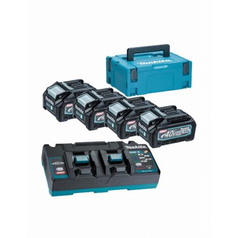Makita – Set chargeur double 40V – 4 batteries 4Ah – Technologie XGT – Charge rapide avec indicateur LED – Mallette incluse (1/4)