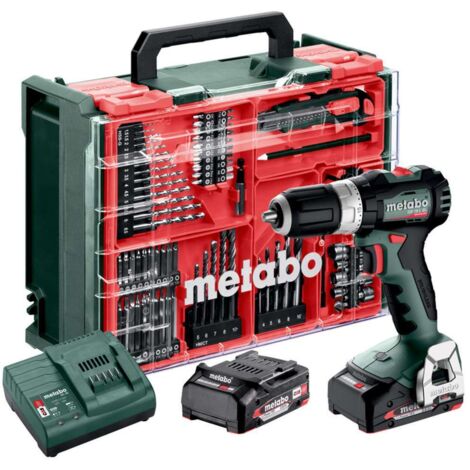 Metabo Outillage - Perceuse-visseuse à percussion sans fil 18 V avec accessoires, 2 batteries 2,0 Ah Li-Power, chargeur 613157710 (1/3)