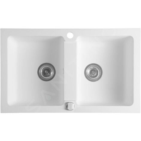 Sapho Éviers - Evier en granit, 780x475 mm, blanc GR2221 (1/5)