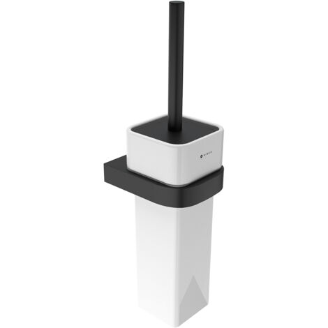 Nimco Brosse de toilette noire avec support mural, manche carré, cuvette haute en céramique NKC 30094K-90 (1/2)