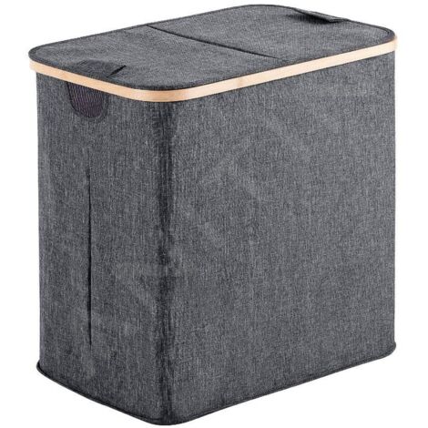 Sapho Accessoires de salle de bains Gedy - Panier à linge, 51 x 34 x 53 cm, gris/bambou 133808 (1/4)