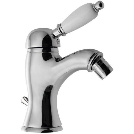 Sapho Kirké - Mitigeur de bidet avec garniture de vidage, levier blanc, chrome KI03BC (1/2)