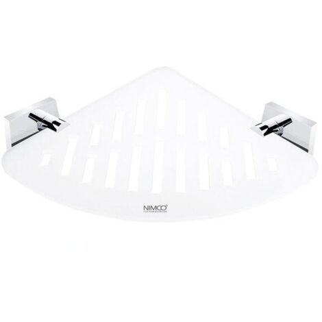 Nimco Keira - Tablette d'angle IXI avec trous fraisés, plexiglas mat/chrome KE X212-26 (1/2)