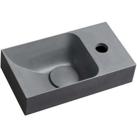 Sapho Small - Lave-mains 31x17 cm, sans trop-plein, trou de robinetterie à droite, gris PK30517