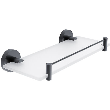 Nimco Tablette en verre avec barrière L.30 Cm, noir mat, Unix noir mat UNC 13091BX-30-90
