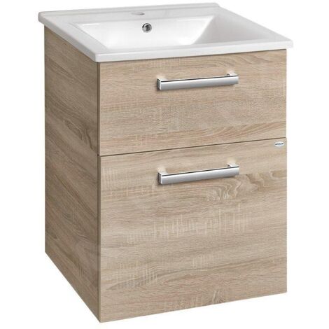 Aqualine Vega - Meuble lavabo 515x726x436 mm, 2 tiroirs, chêne platine VG853 (1/5)