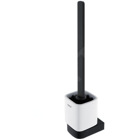 Nimco Nikau - Brosse de toilette murale avec support, céramique blanche/noir mat NKC 30094KN-HR-90 (1/2)