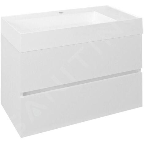 Sapho Odetta - Meuble lavabo, 820x500x435 mm, 2 tiroirs, blanc brillant DT085-3030 (1/5)