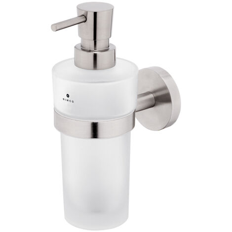 Distributeur De Savon Verre Satiné, Avec Fixation Inox brossé, Unix Nimco (1/5)