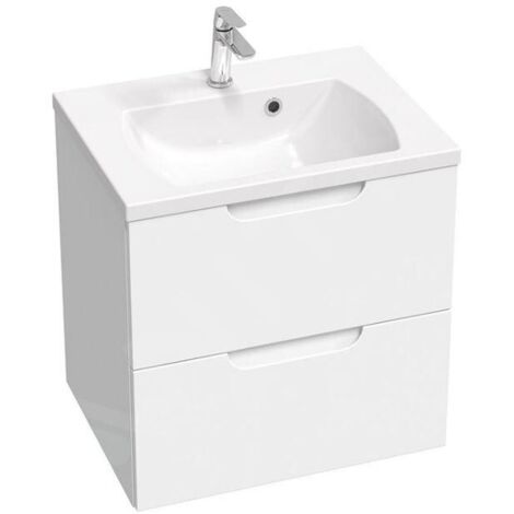 Ravak Classic II - Meuble lavabo 594x446x584 mm, 2 tiroirs, blanc brillant X000001476 (1/5)