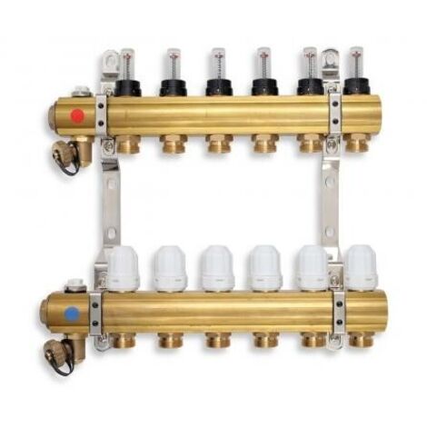 Novaservis Matériel de plomberie - Collecteur avec vannes thermostatiques, rég. avec vannes de débit mécaniques, 3 circuits