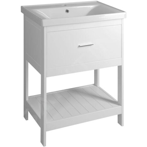 Aqualine Etide - Meuble lavabo 615x850x440 mm, 1x tiroir, blanc mat ET615 (1/5)