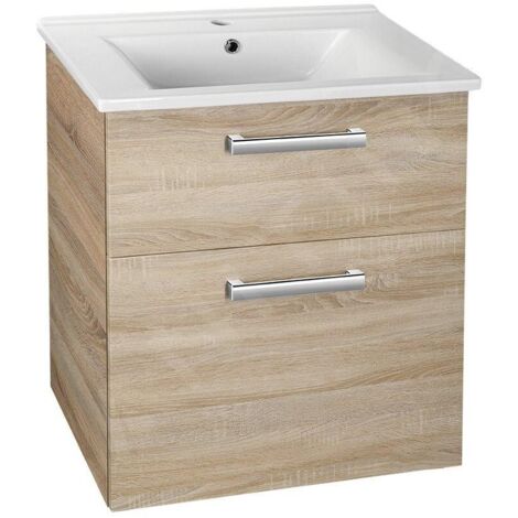 Aqualine Vega - Meuble lavabo, 620x726x436 mm, 2 tiroirs, chêne platine VG863 (1/5)