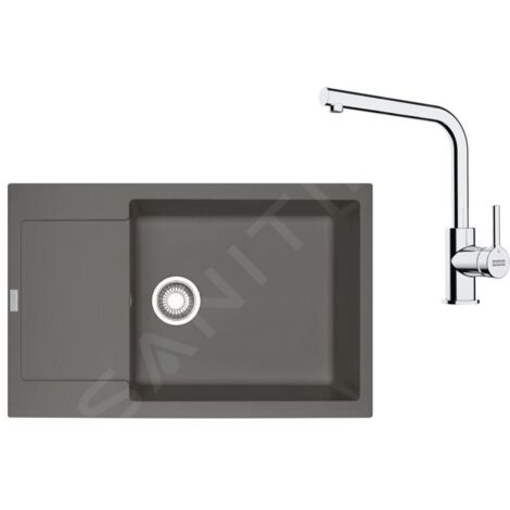 Franke - Set de cuisine G261ŠK, évier en fragranit MRG 611-78 BB+ robinet FS 3230.031, gris pierre / chrome 114.0700.728 (1/4)