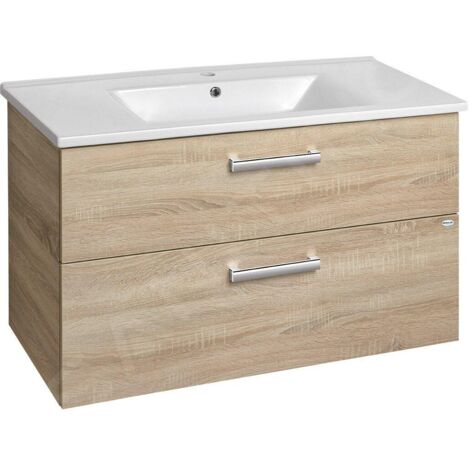 Aqualine Vega - Meuble lavabo 970x600x436 mm, chêne platine VG903 (1/5)