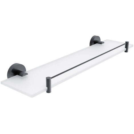 Nimco Tablette en verre avec barrière L.50 Cm, noir mat, Unix noir mat UNC 13091BX-50-90 (1/3)