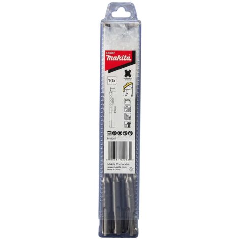 Makita Accessoires - Set forets maçonnerie SDS-Plus 6x210 mm, 10 pcs B-59287 (1/2)