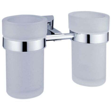 Nimco Pallas Athéna - Verre pour brosse à dents et dentifrice avec support, verre dépoli/chrome PA 12058DW-26