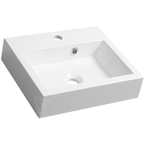 Sapho Orinoko - Lavabo 420x360 mm, marbre coulé, blanc OR042 (1/4)