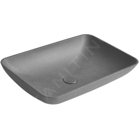 Sapho - Lavabo à poser Infrane 57x37 cm, sans trop-plein, sans trou pour robinet, granite noir AR464 (1/5)