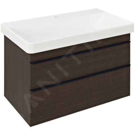 Sapho Sitia - Meuble lavabo 76x50x44 cm, 2 tiroirs, pin rustique SI080-1616 (1/5)